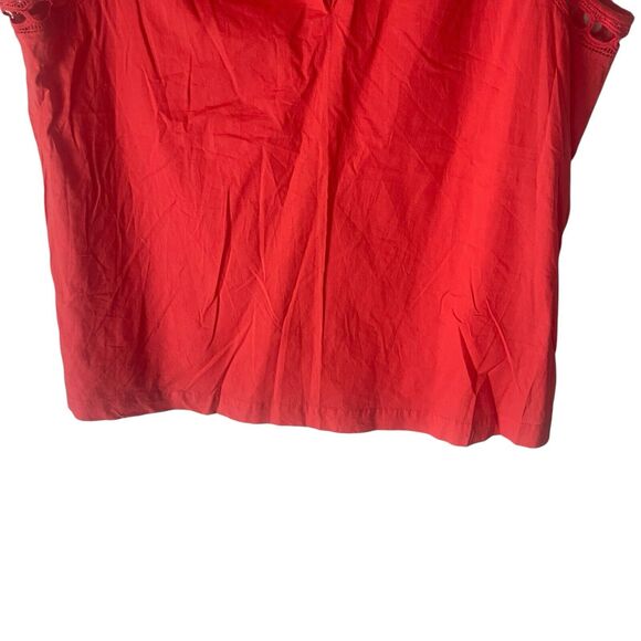 GAP Women's Medium Red Cotton Light Weight Scallop Sleevless Semi Sheer‎ Blouse - Picture 3 of 8